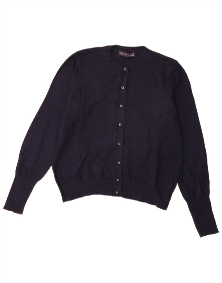 Marks & Spencer Dame Cardigan Sweater UK 14 Large Navy Blue Viscose