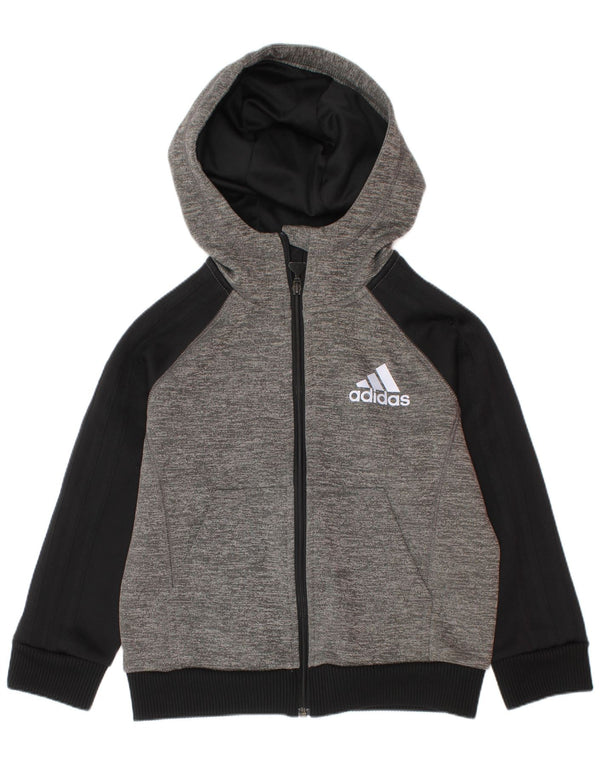 Adidas Boys Climawarm Zip Hoodie Sweater 5-6 Years Grå Colourblock