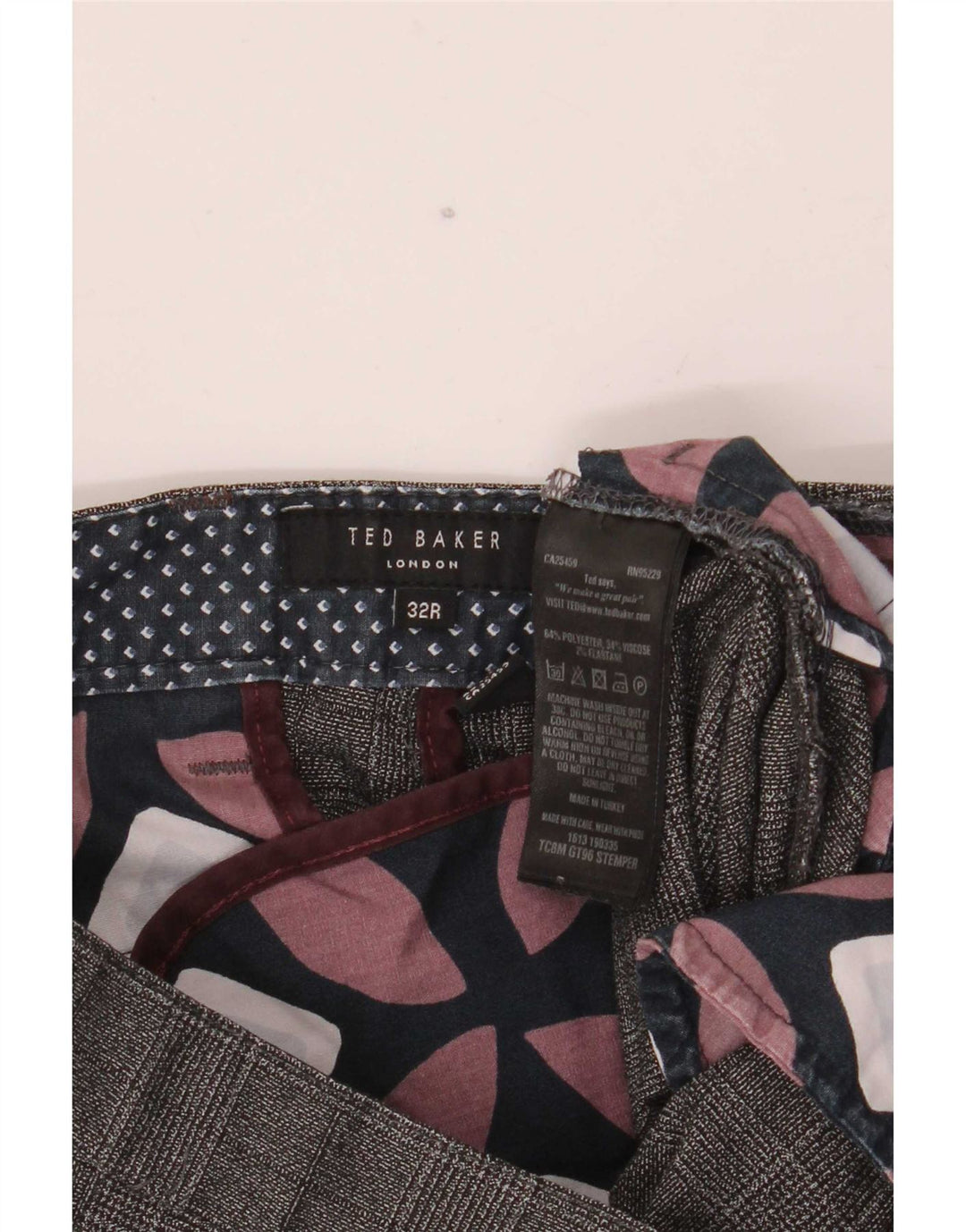 Ted Baker Herre Slim Suit Bukser W32 L30 Grå ternet polyester