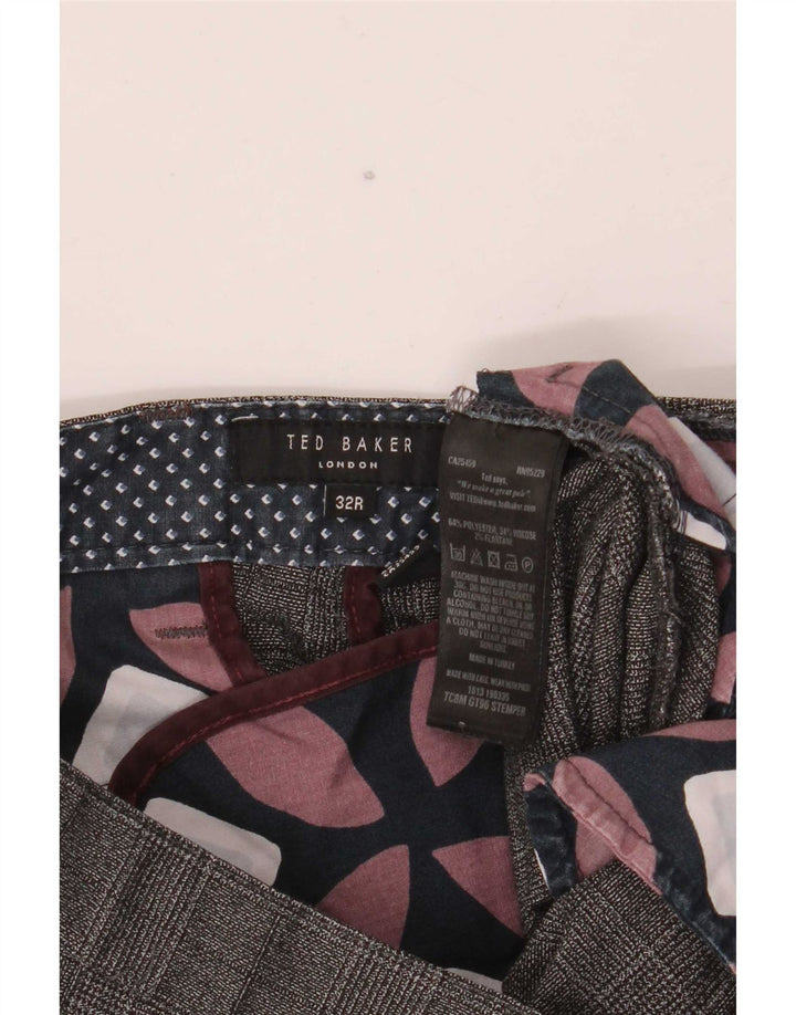 Ted Baker Herre Slim Suit Bukser W32 L30 Grå ternet polyester