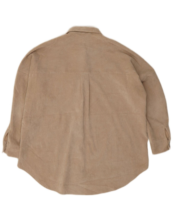 Zara Dame Oversized Corduroy Shirt UK 10 Small Beige Polyester