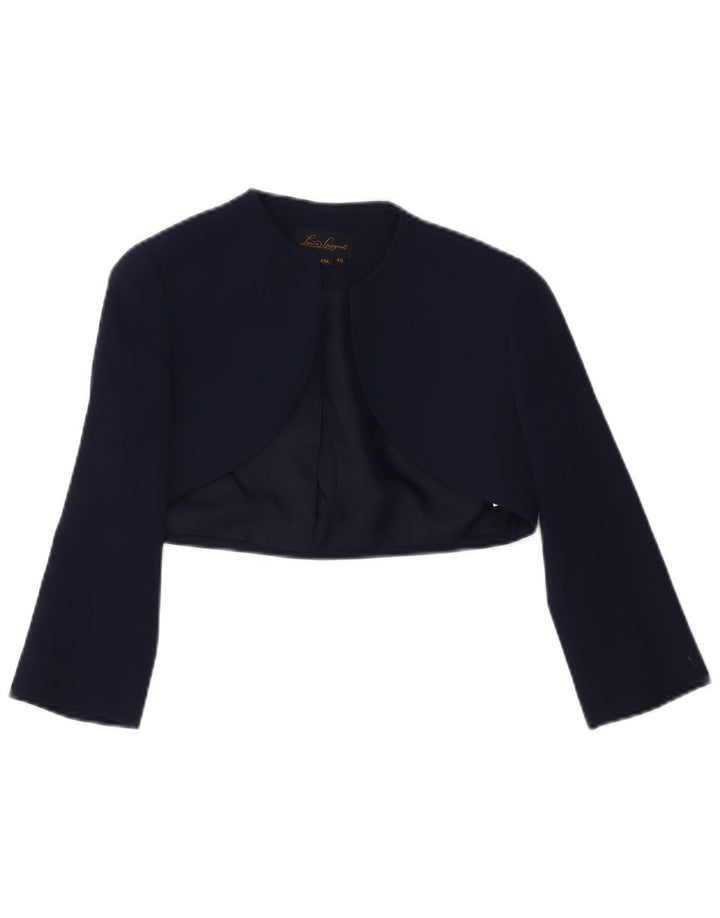 Luisa Spagnoli Dame 3/4 ærmet åben Bolero jakke IT 40 Small Navy Blue