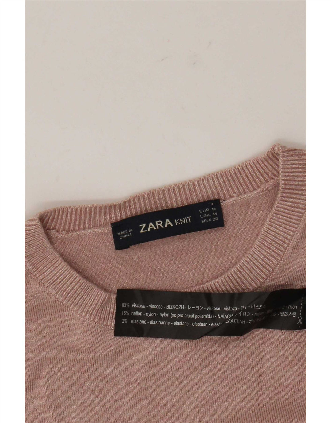 Zara Dame sweater med rund hals DK 12 Medium Pink Viscose