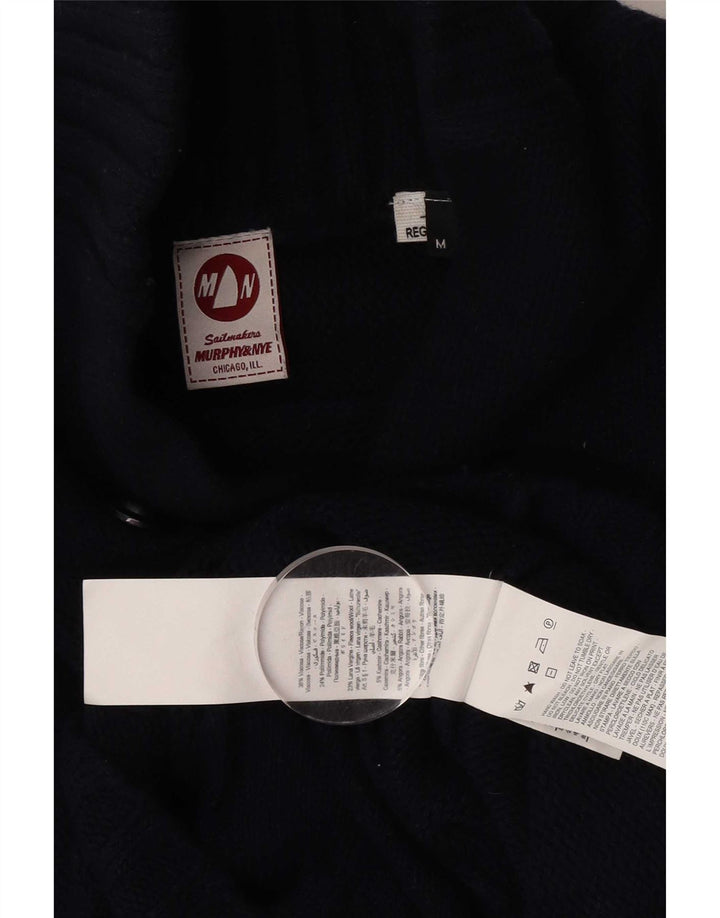 Murphy & Nye Herre Shawl Neck Jumper Sweater Medium Navy Blue Viscose
