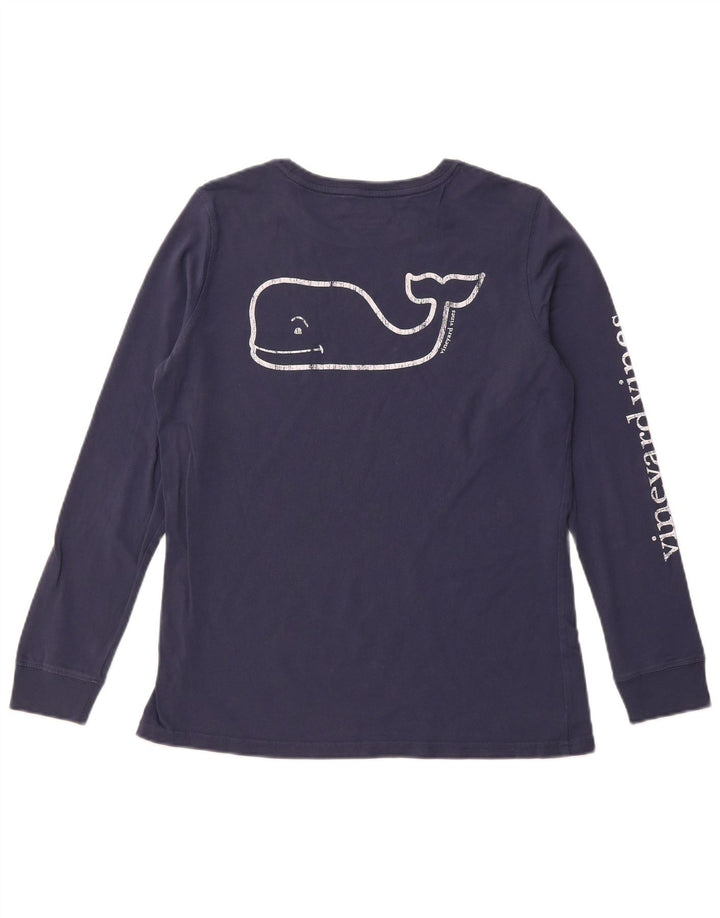 VINEYARD VINES Herre grafisk top langærmet lille marineblå bomuld