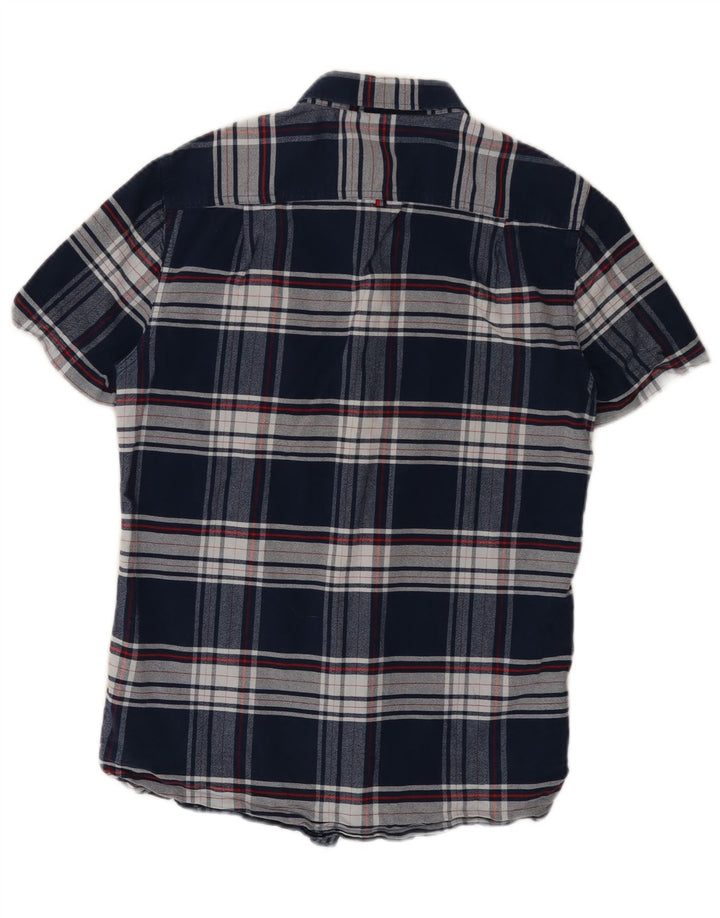 Superdry kortærmet flannelskjorte til mænd Medium marineblå ternet bomuld