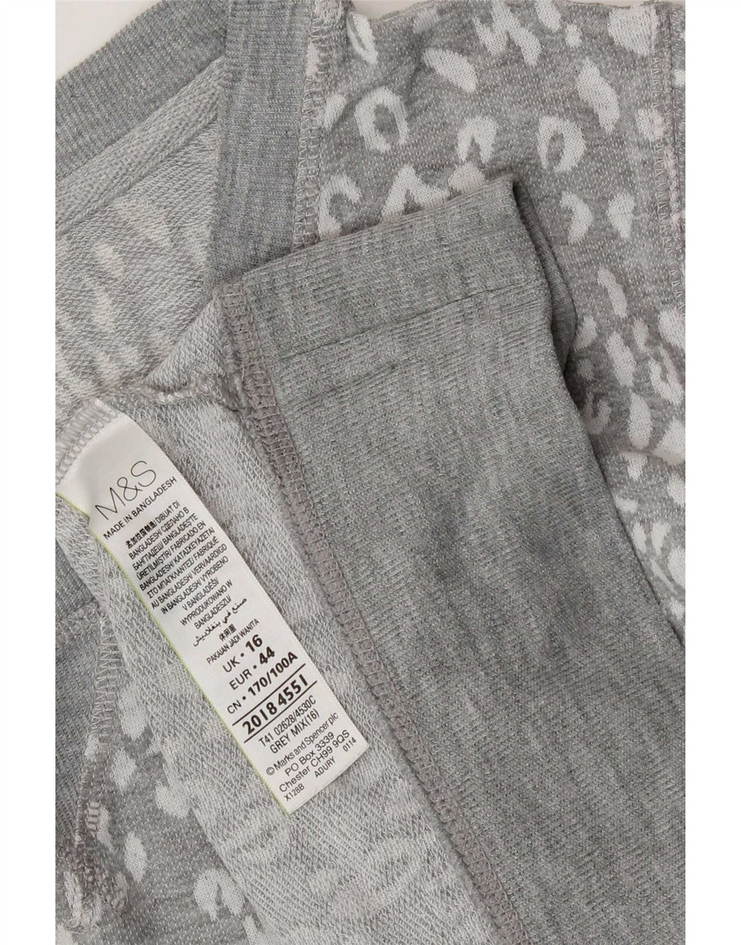 Marks & Spencer Dame Sweatshirt Jumper UK 16 Large Grey Animal Print