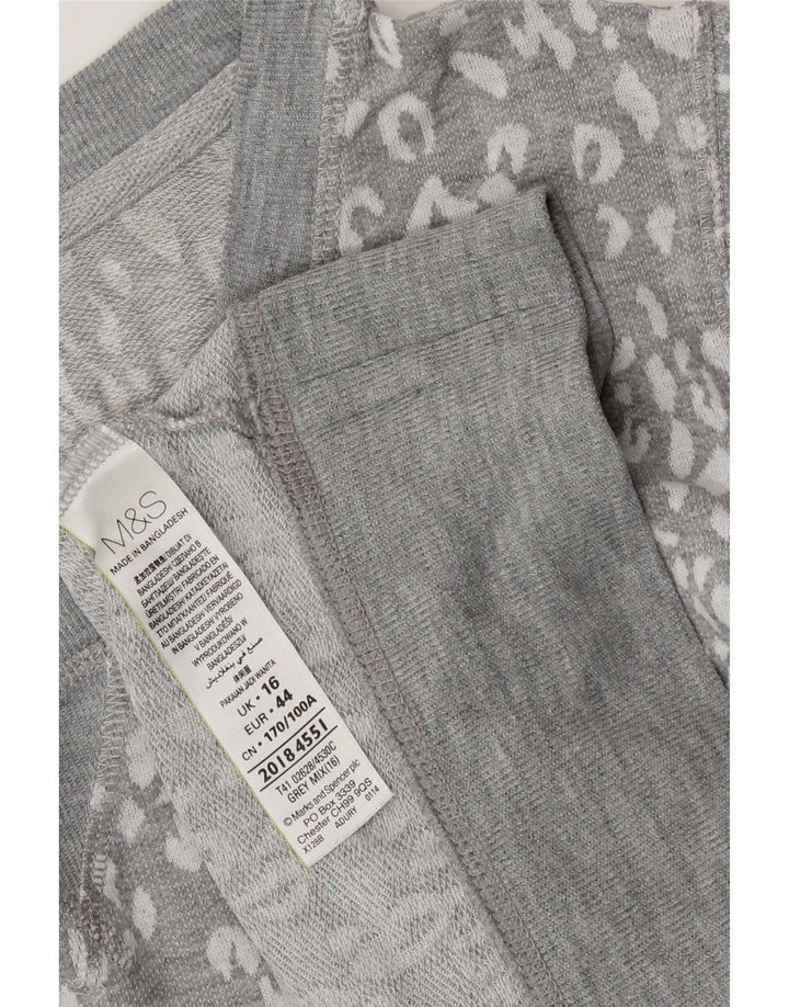 Marks & Spencer Dame Sweatshirt Jumper UK 16 Large Grey Animal Print