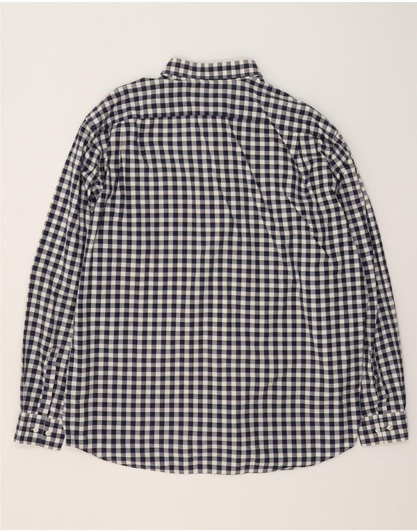 Lacoste Mens Regular Fit Shirt Size 46 2XL Navy Blue Gingham Cotton