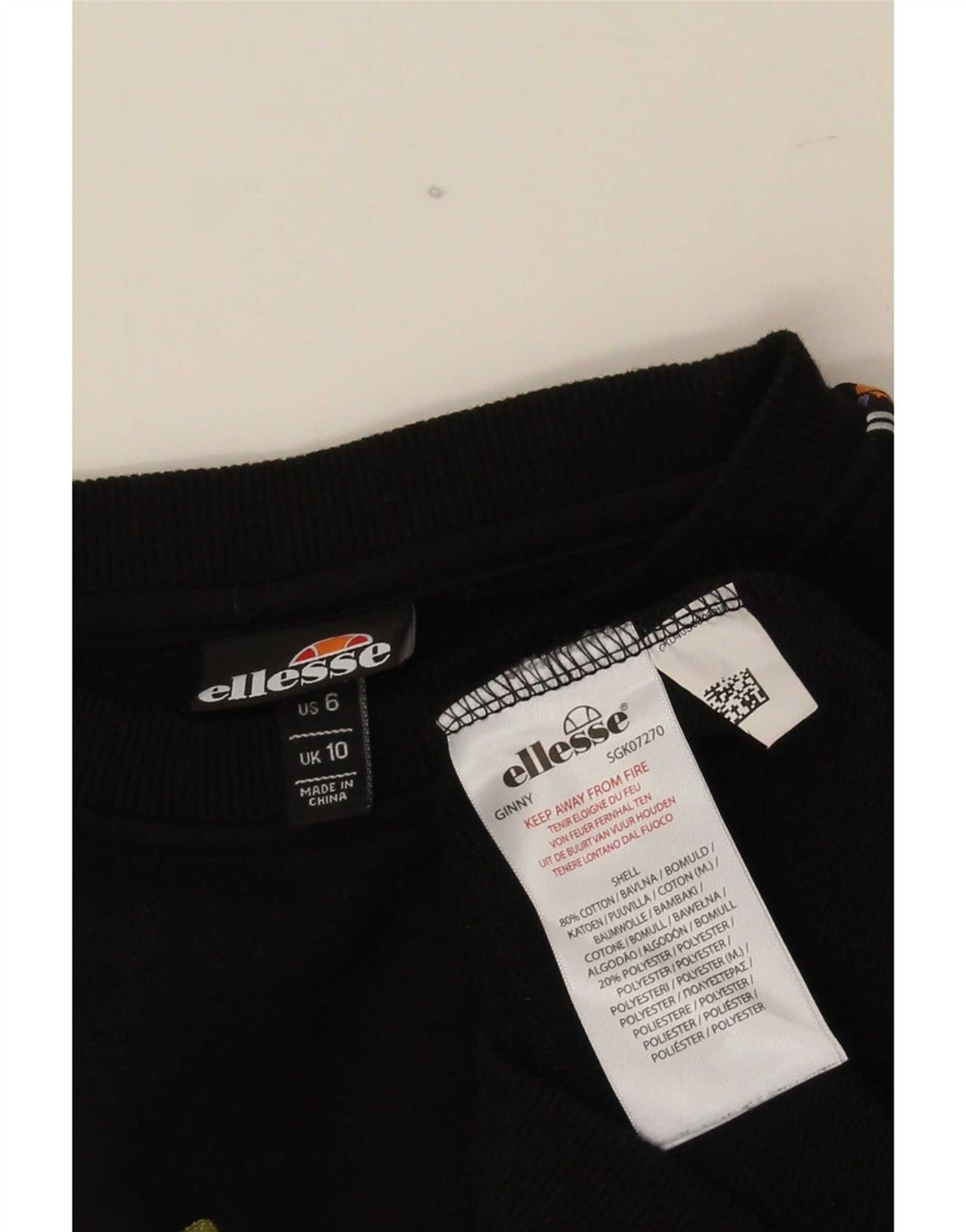 Ellesse Womens Grafisk Oversized Sweatshirt Jumper UK 10 Small Black Bomuld