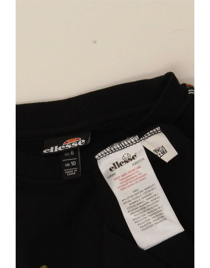 Ellesse Womens Grafisk Oversized Sweatshirt Jumper UK 10 Small Black Bomuld