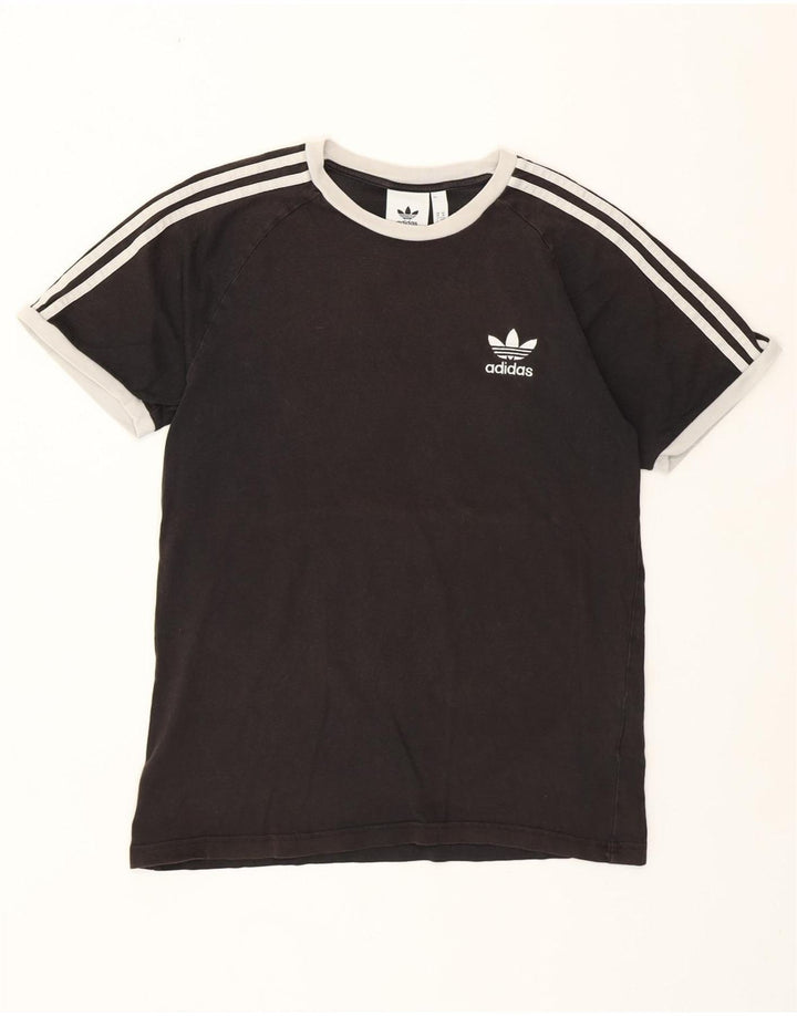 Adidas Dame T-Shirt Top UK 14 Medium Sort Bomuld