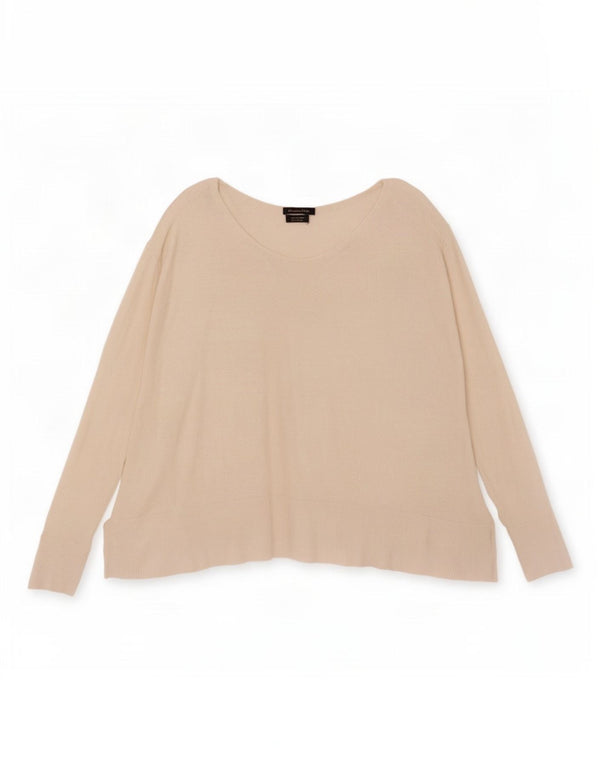 Massimo Dutti Dame Crop V-hals Jumper Sweater UK 16 Large Off White Silke