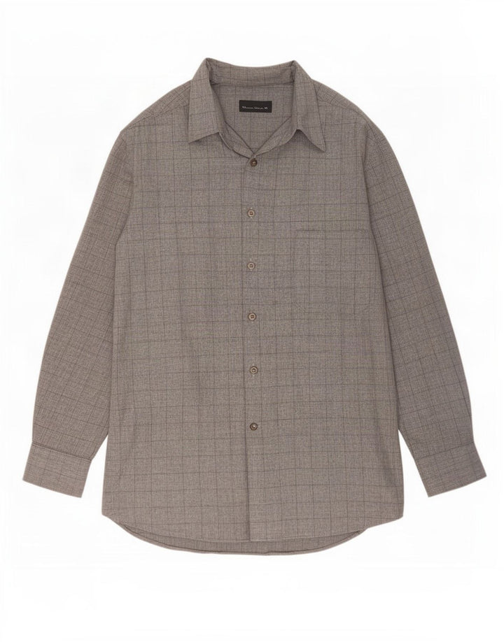 Massimo Dutti Herre høj skjorte str. 42 Large Grå ternet viskose