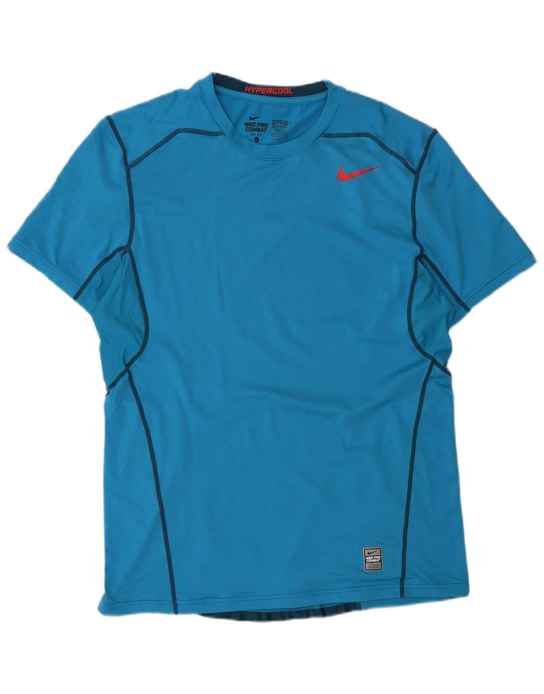 Nike Herre Dri Fit T-Shirt Top Stor Blå Colourblock Polyester