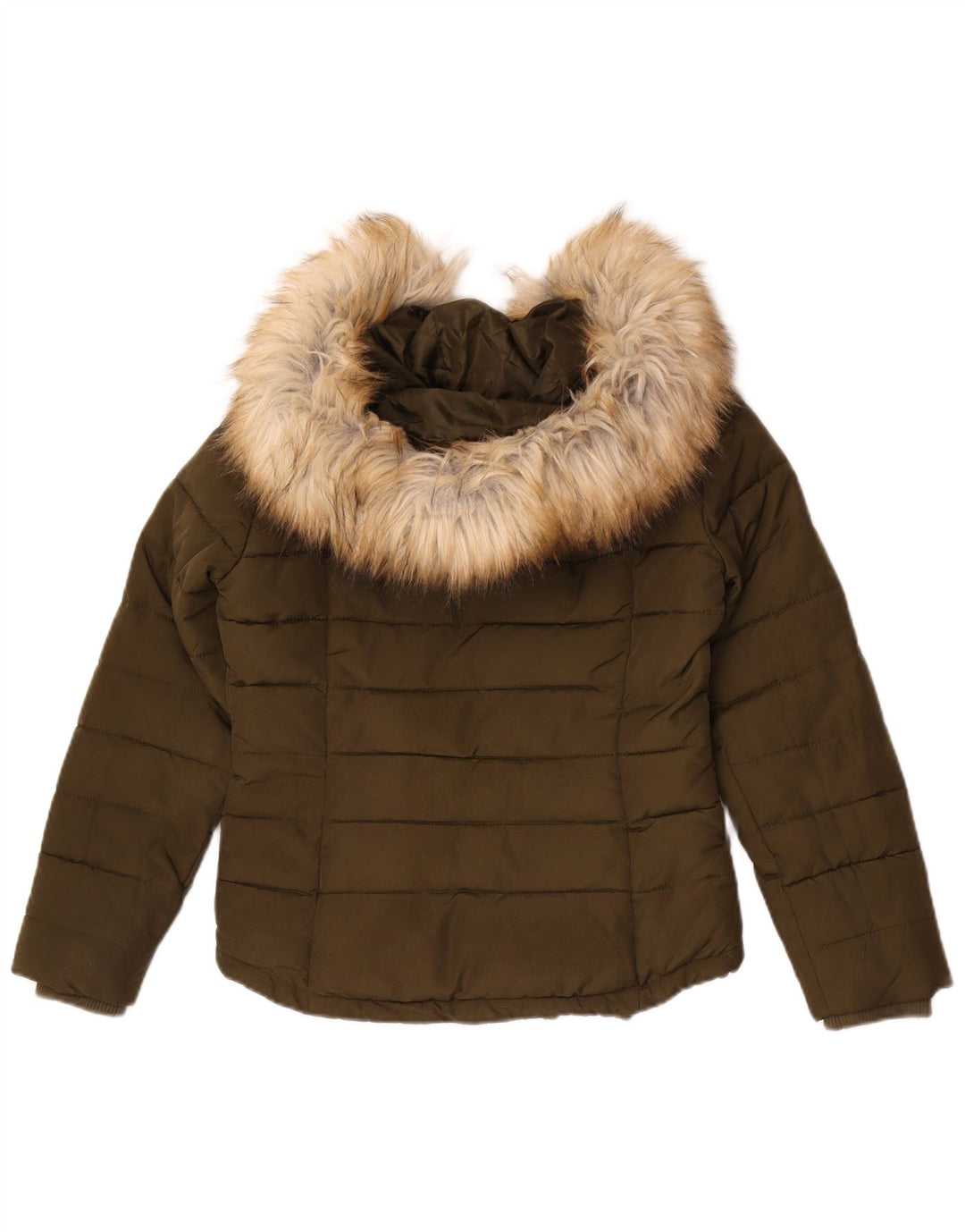 Topshop Dame Hætte Oversized Polstret Jakke UK 4 XS Khaki Polyester