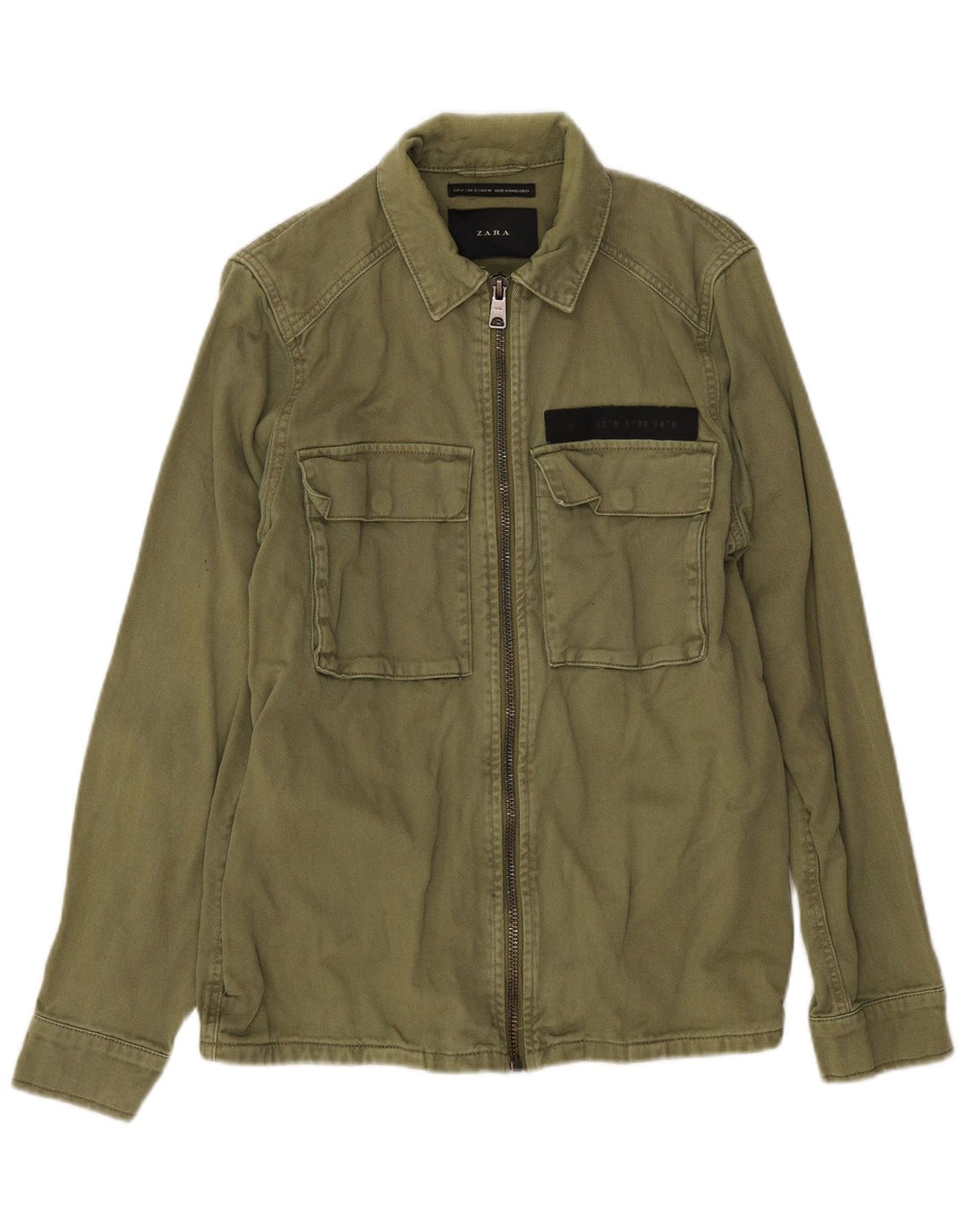 Zara Herre Bomber Jacket UK 38 Medium Grøn Bomuld