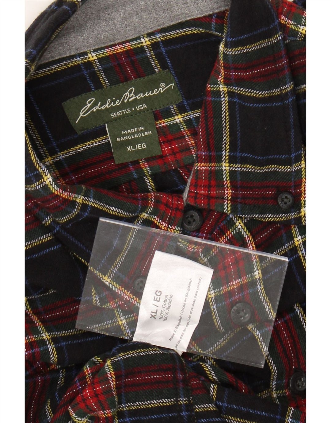 EDDIE BAUER Flannelskjorte til mænd XL Flerfarvet ternet bomuld