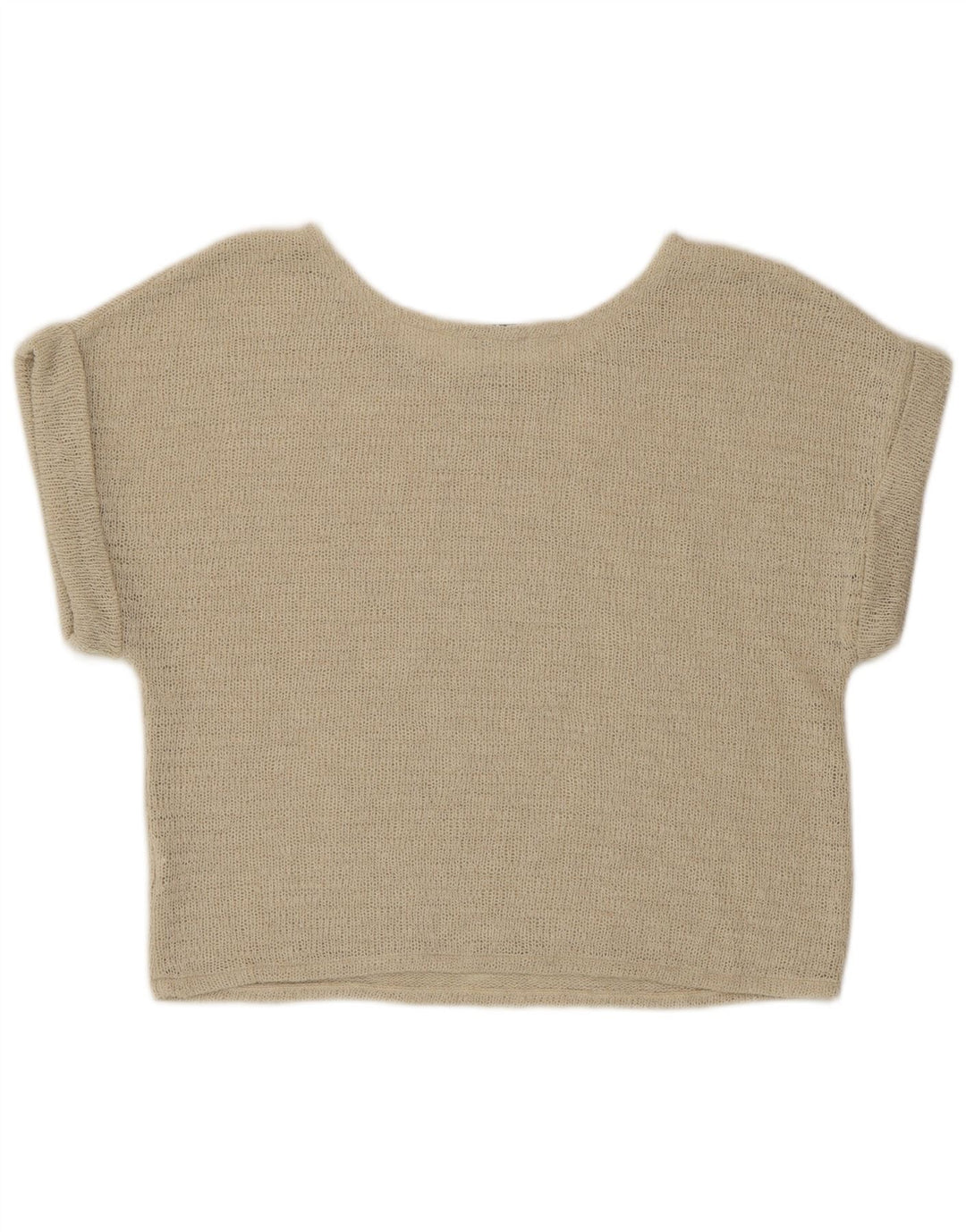 Zara Womens Crop Knit Bluse Top UK 16 Large Beige
