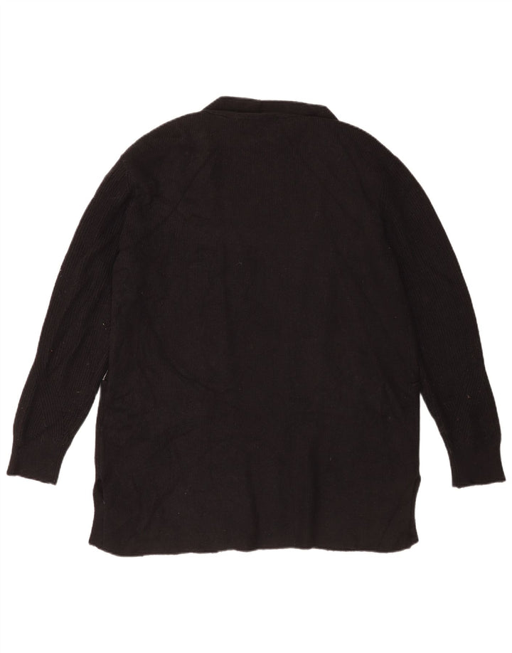 Marks & Spencer Womens Longline Open Cardigan Sweater UK 14 Large Black