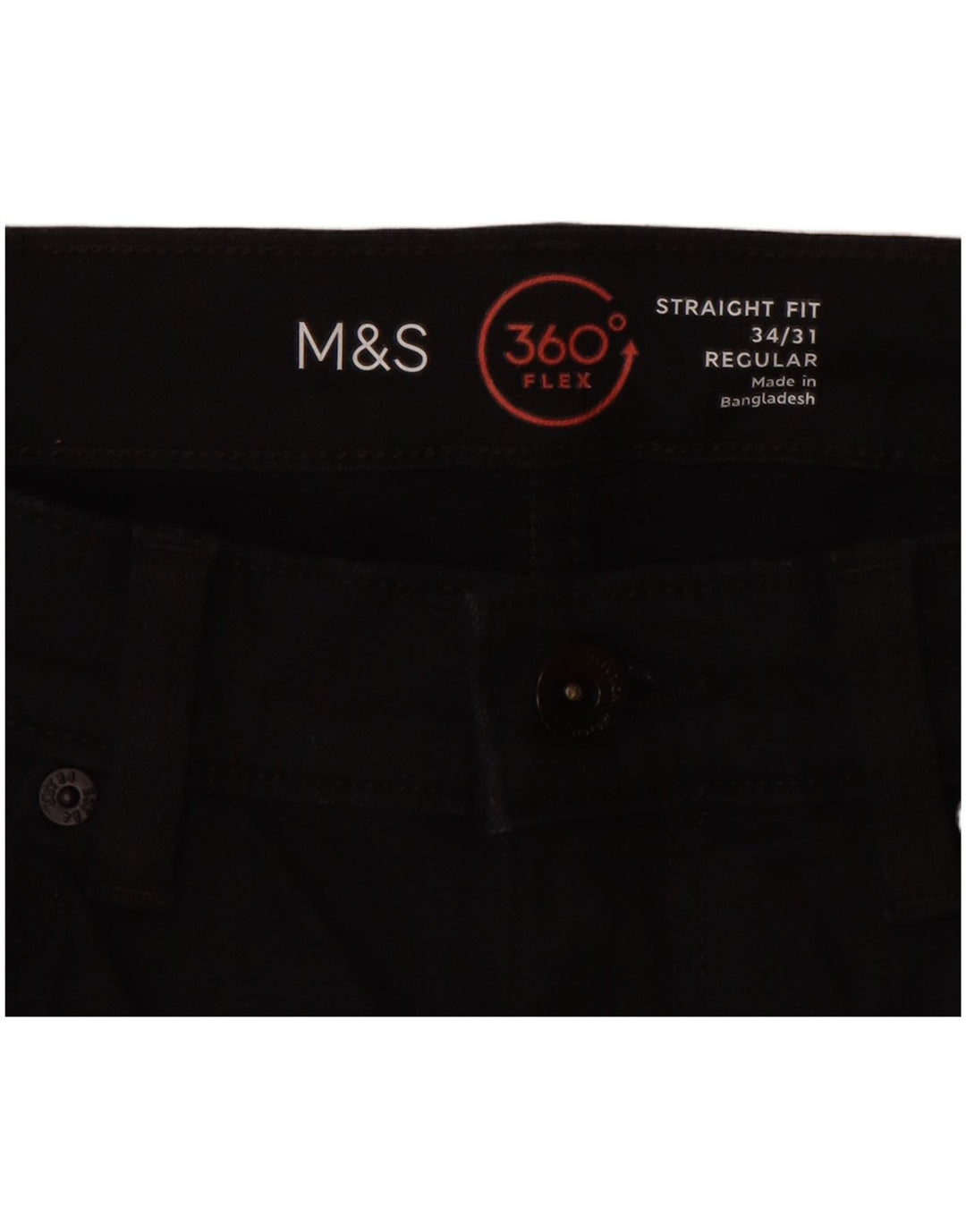 Marks & Spencer Herre Regular Straight Jeans W34 L31 Sort Bomuld
