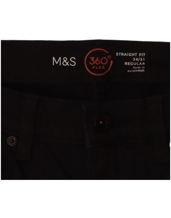 Marks & Spencer Herre Regular Straight Jeans W34 L31 Sort Bomuld