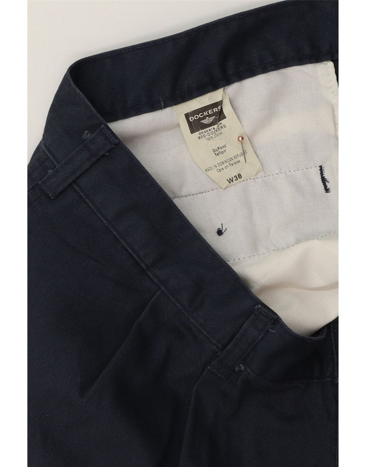 DOCKERS Herre Pegged Chino Shorts W38 XL Marineblå Bomuld