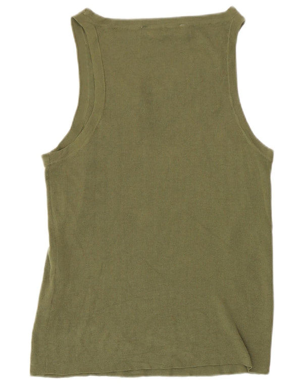 Zara Womens Crop Vest Top UK 18 XL Grøn Bomuld