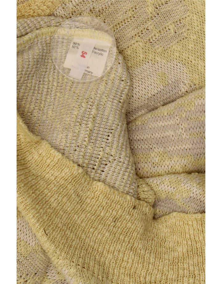 Vintage herre abstrakt mønster rund hals sweater IT 54 XL gul