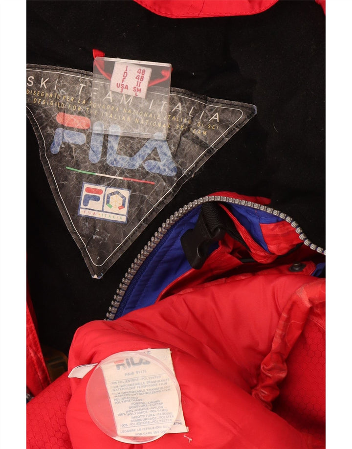 Fila Herre Grafisk Hætte Skijakke IT 48 XL Rød Geometrisk Polyester