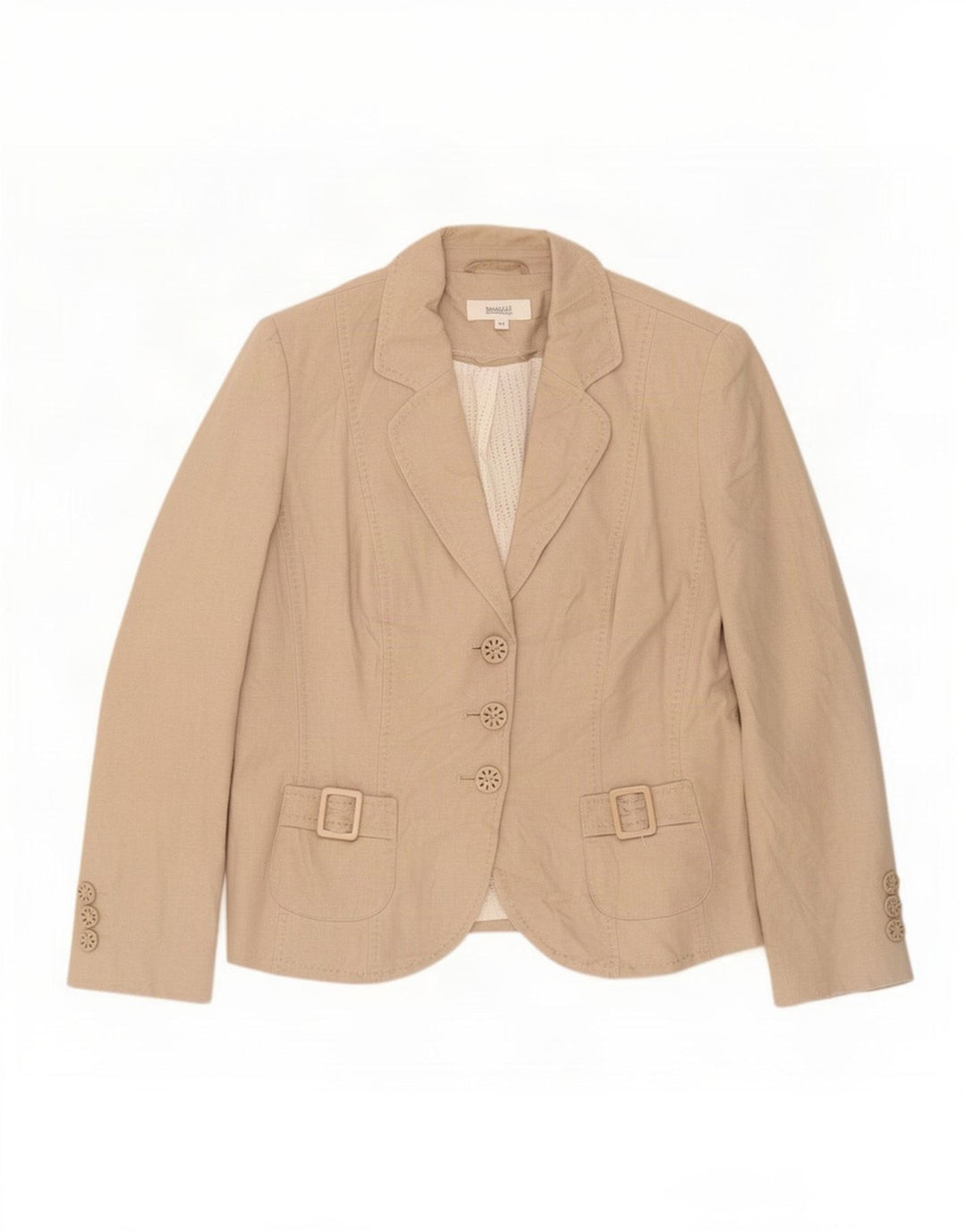 Marks & Spencer Dame 3 Button Blazer Jacket UK 12 Medium Beige Linen