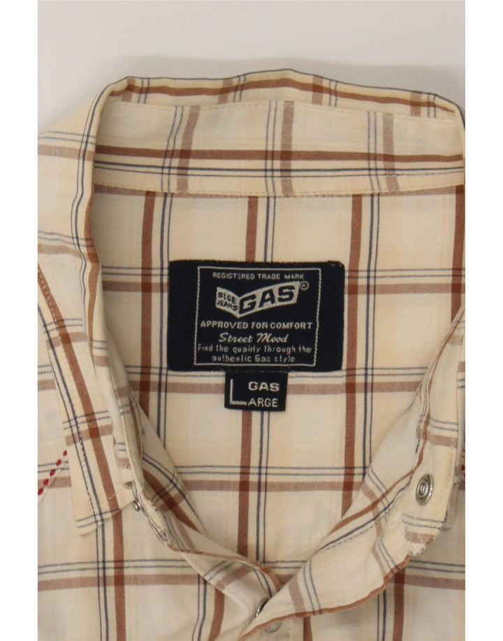 GAS Mens Shirt Large Beige Check Cotton Vintage Gas and Second-Hand Gas from Messina Hembry 