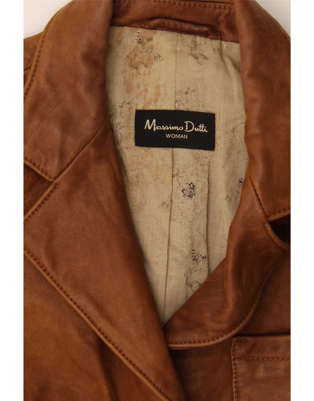 Massimo Dutti Dame 3 Knaps Læder Blazer Jakke UK 8 Lille Brun