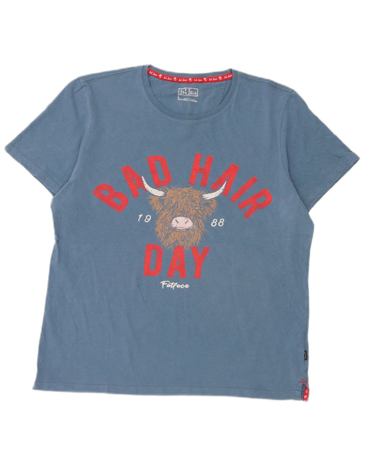 Fat Face Herre Grafisk T-Shirt Top Stor Blå Bomuld