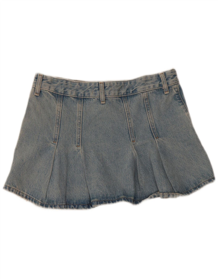 Zara Dame Mini Denim Nederdel Lille W26 Blå Bomuld