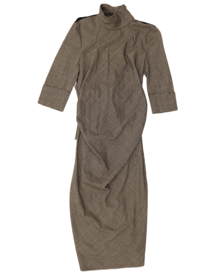 Sportmax Langærmet Maxikjole til kvinder UK 12 Medium Grey Houndstooth