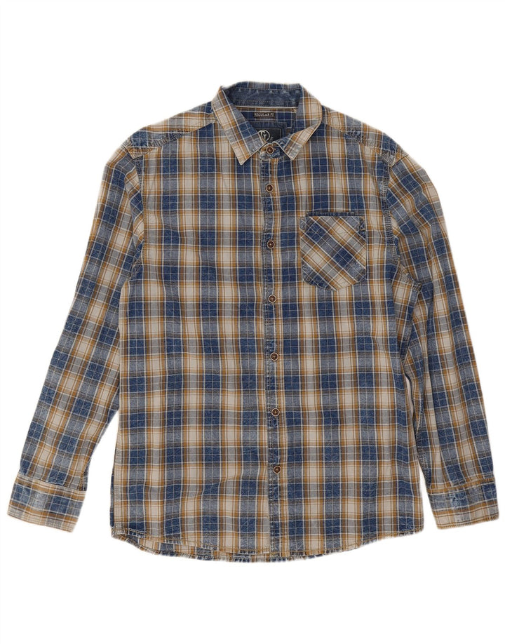 Tom Tompson Herre Regular Fit skjorte Medium marineblå ternet bomuld