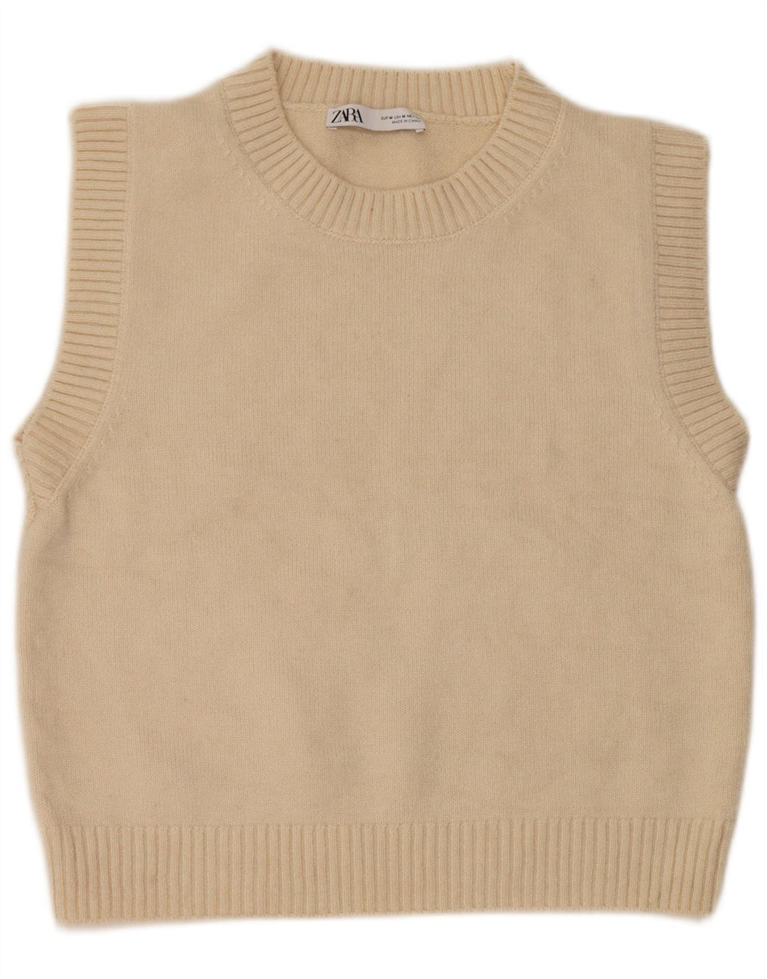 Zara Dame Vest Tank Top UK 14 Medium Hvid Akryl