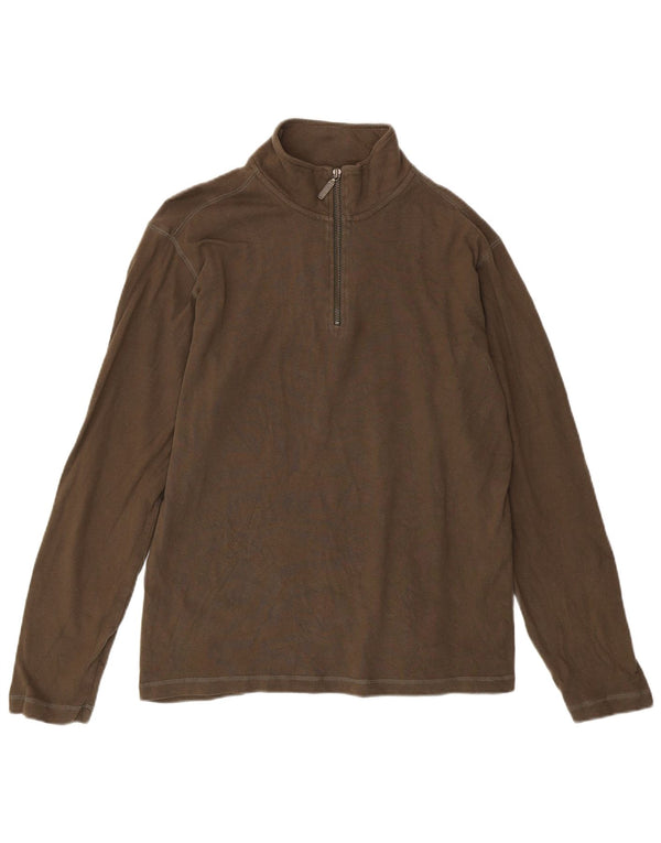 Eddie Bauer Herre lynlåshals Top Langærmet Medium Khaki Bomuld