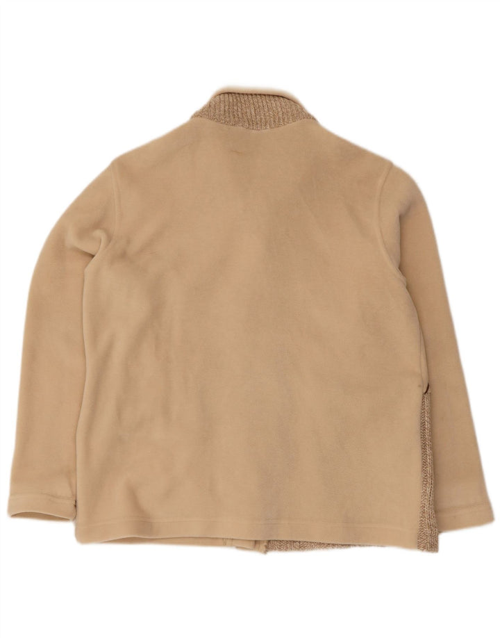 Vintage dame fleecejakke i overstørrelse UK 10 Small Beige Colourblock