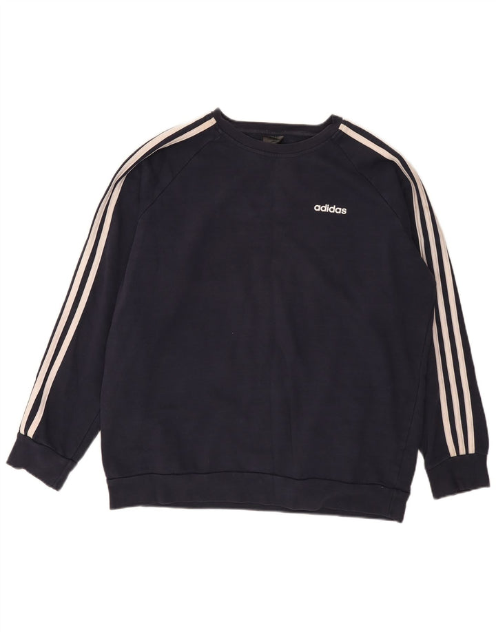 Adidas Dame Oversized Sweatshirt Jumper UK 12/14 Medium Navyblå Bomuld