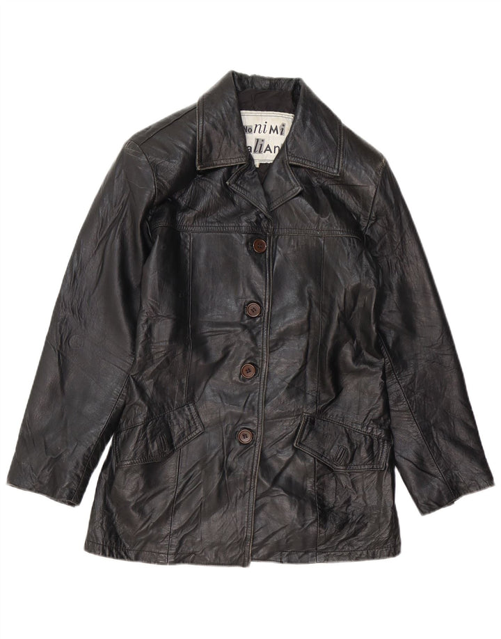 VINTAGE læderjakke til kvinder UK 10 Lille sort læder