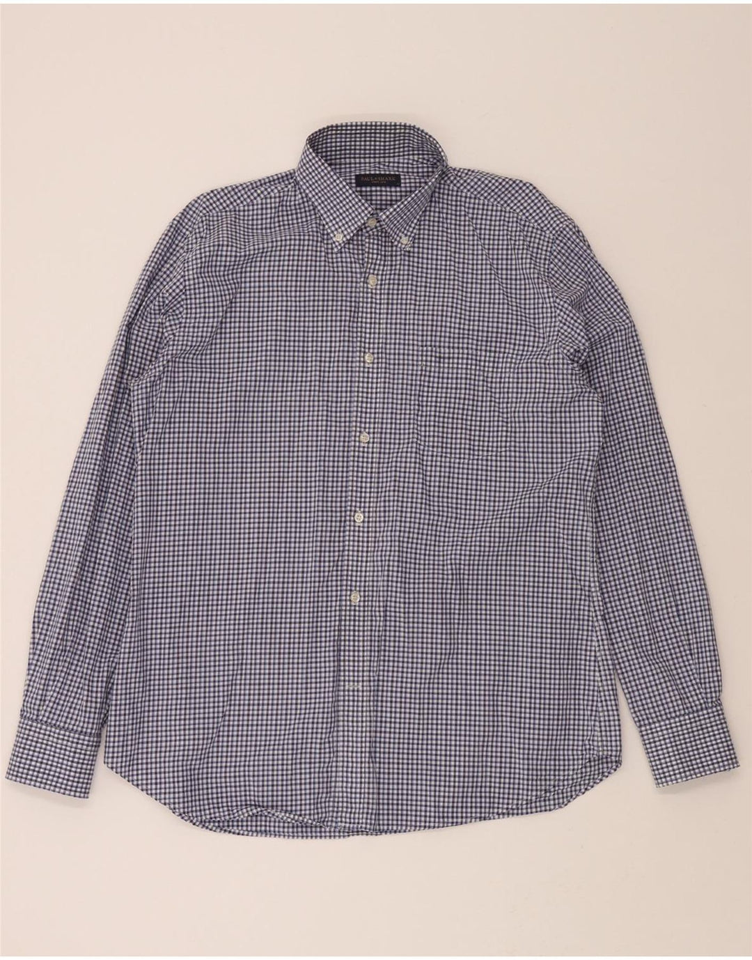 PAUL & SHARK Mens Shirt Size 42 16 1/2 Large Blue Check Cotton Vintage Paul & Shark and Second-Hand Paul & Shark from Messina Hembry 