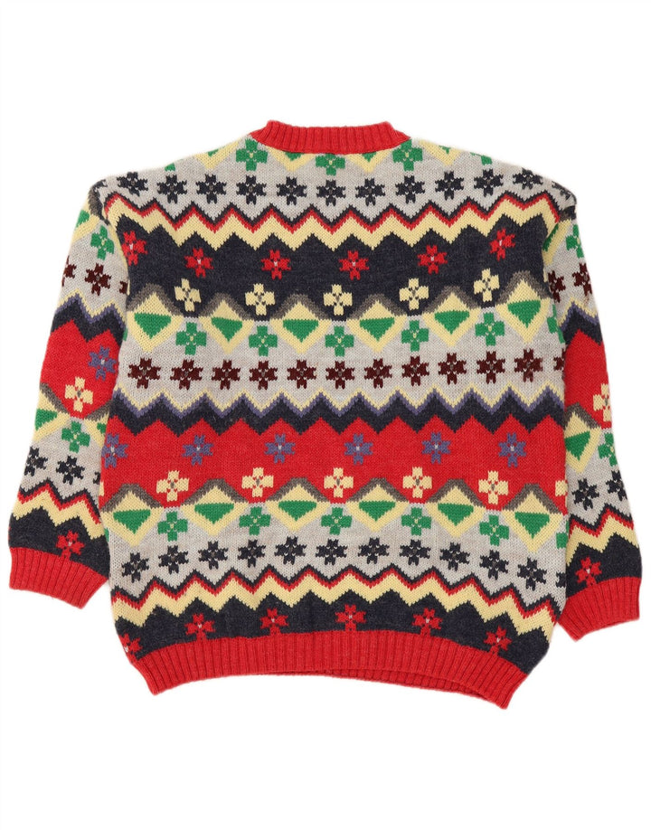 Vintage mænd med rund hals sweater medium flerfarvet Fair Isle