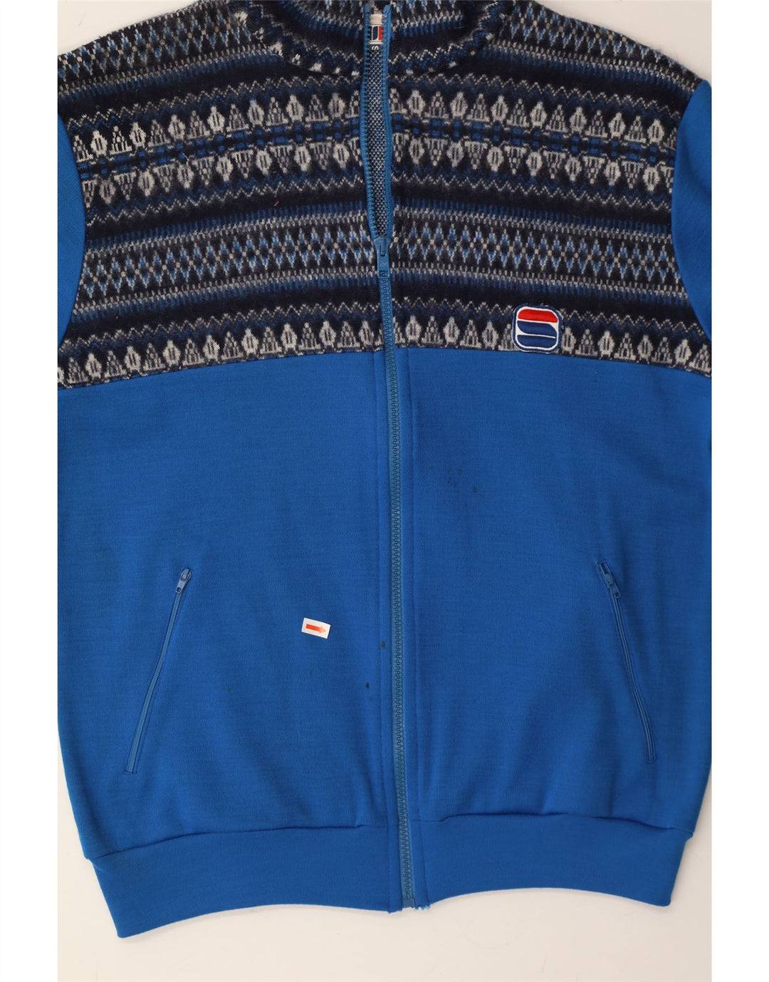 SPORTFUL Mens Tracksuit Top Jacket IT 46 Small Blue Colourblock Wool Vintage Sportful and Second-Hand Sportful from Messina Hembry 