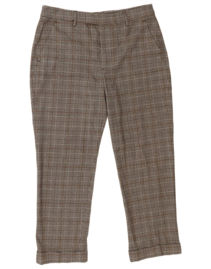 Zara Dame Slim Cropped Trousers EU 40 Medium W30 L25 Grå Houndstooth