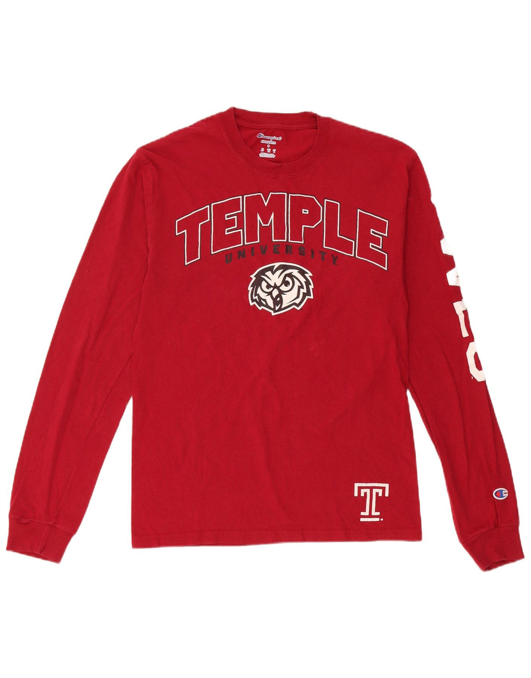Champion Herre Temple University Grafisk Top Langærmet Lille Rød Bomuld