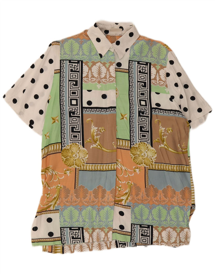 Vintage dameskjorte bluse EU 40 Medium flerfarvet patchwork