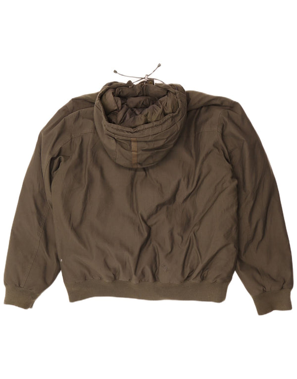 Adidas Herre hættepolstret jakke UK 40 Stor Khaki Nylon