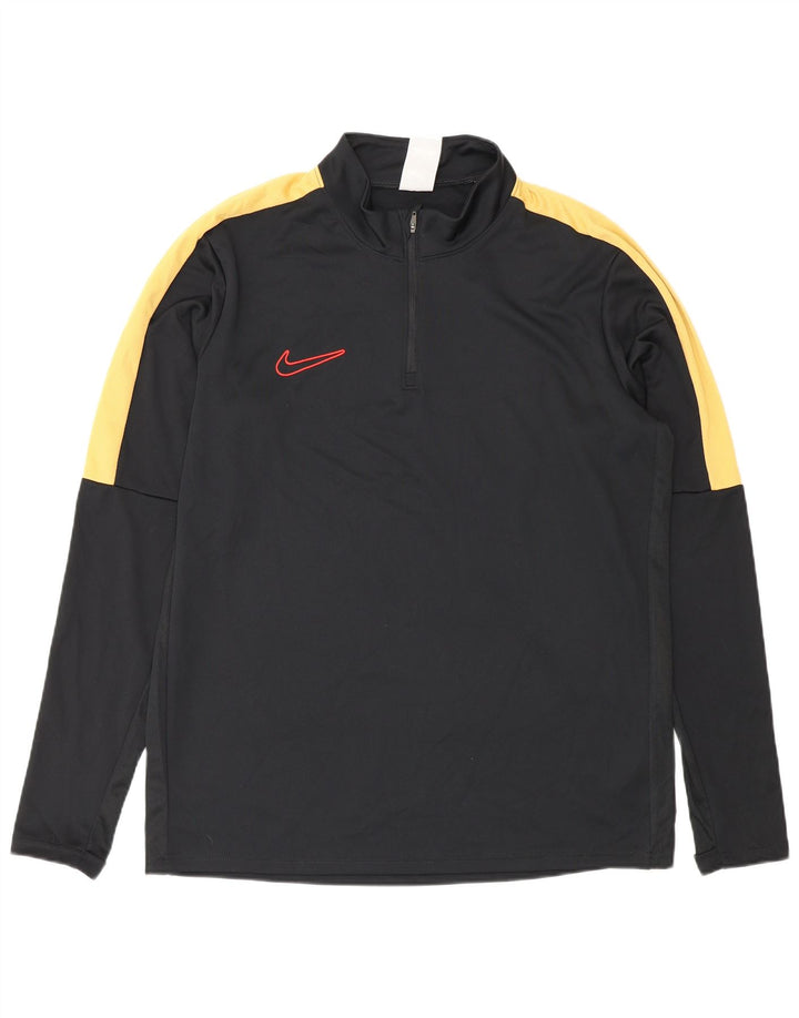 Nike Herre Dri Fit Pullover med lynlås-hals Træningsdragt Top Stor Sort Colourblock